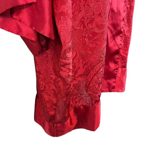 Victorias Secret Gold Label Vintage Red Satin Floral Sleepwear Lounge Robe O/S - Picture 2 of 16